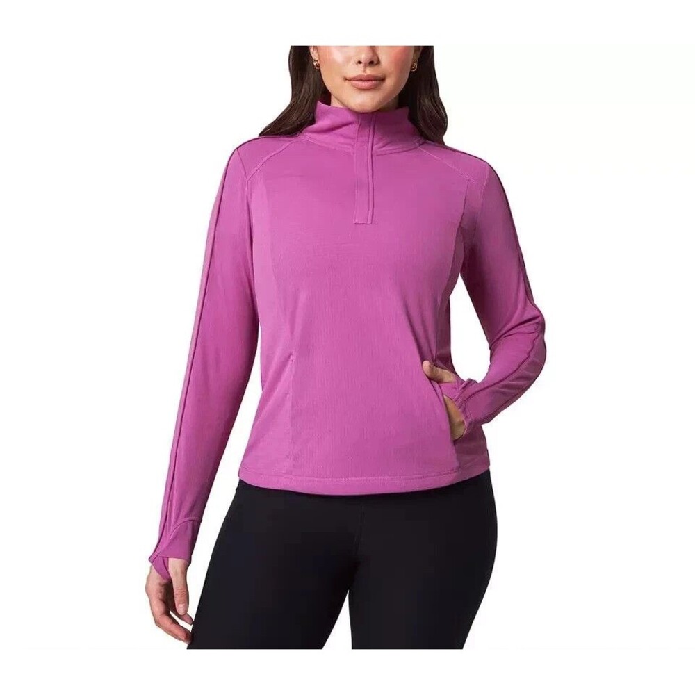Mondetta Women's Active 1/4-Zip Long Sleeve Top Purple Size S NWT Athleisure